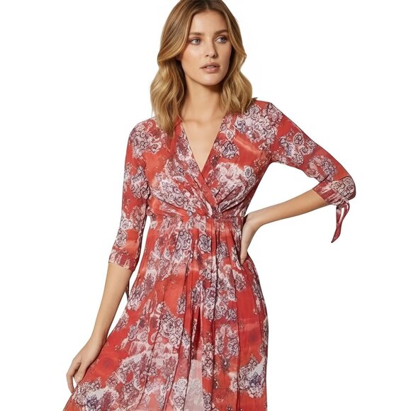 IRO Paris GRAMY Dress Printed Midi Dress M NWT Boho - Picture 1 of 11